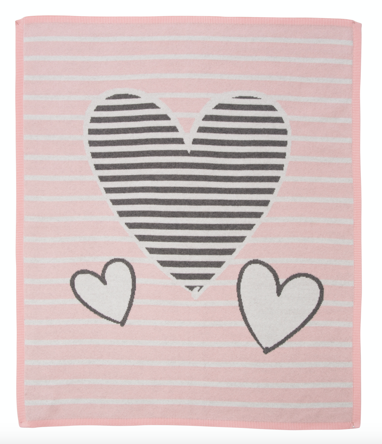 Machine washable cashmere and cotton blend super cozy striped heart blanket sold by Lucky Jade Kids. pink heart nursery blanket cashmere baby blanket soft baby blanket #luckyjadekids #kidsclothingboutique #babyoutifts #kidsclothes #matchingdresses
